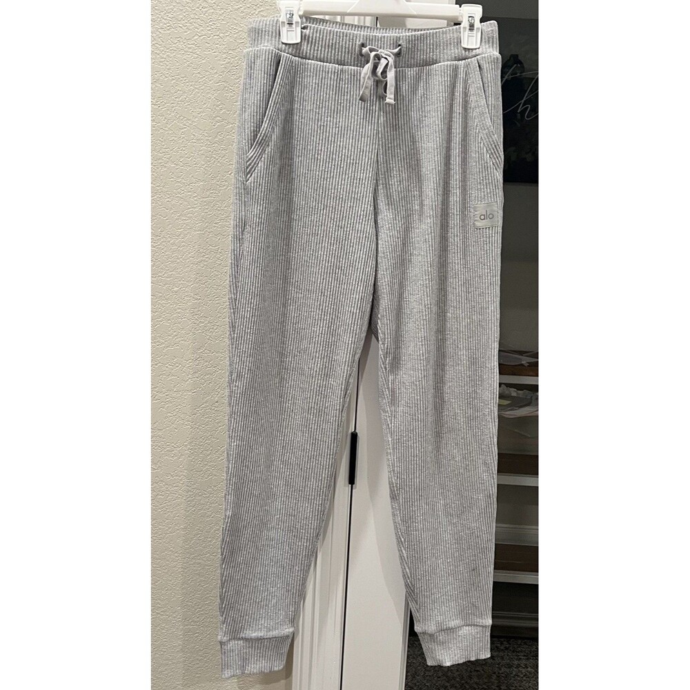 Alo Yoga Muse Ribbed Sweatpant Athletic Heather Gray Women Medium Jogger W5790R